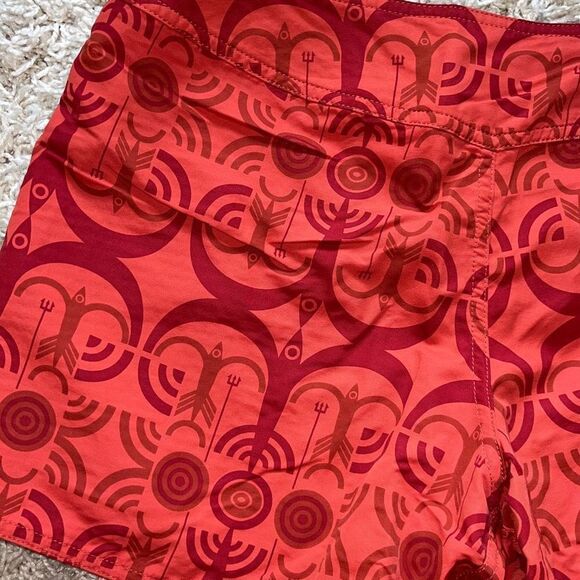 Patagonia Woman Board Shorts Hiking Geometric Print Burnt Orange Sz 6 - Picture 8 of 13